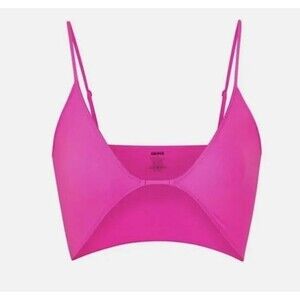 SKIMS Micro Cording V Crop Top Neon Hot Pink Bralette, NEW Discontinued